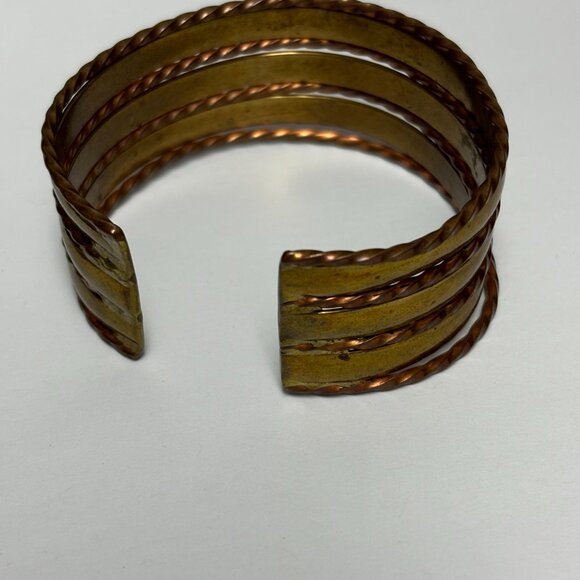 2 vintage mixed/married metals copper silver and brass cuff style bra… - Picture 5 of 13